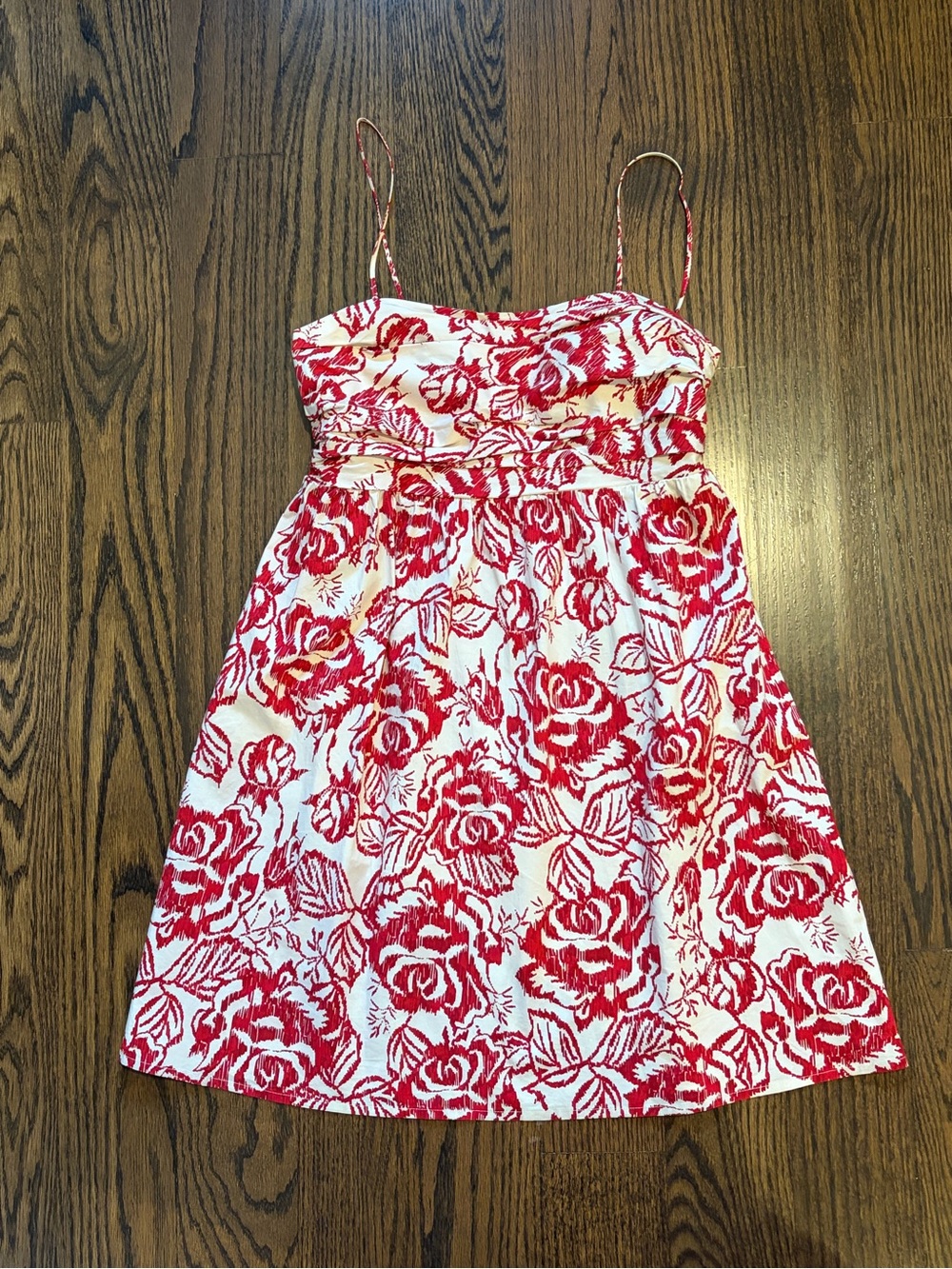 Express White Mini Dress with Red Floral Print